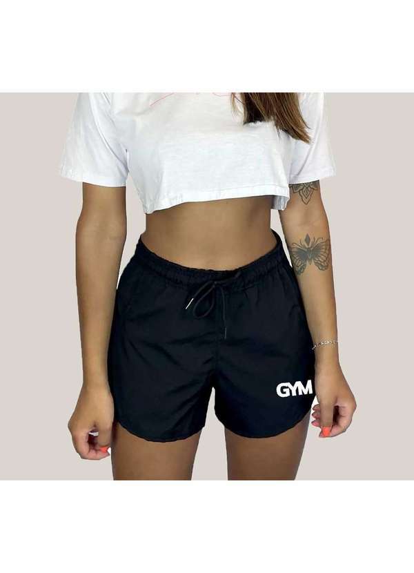 Wss Brasil - Shorts Feminino Academia Elastano Premium Wss Gym Minimalist Preto