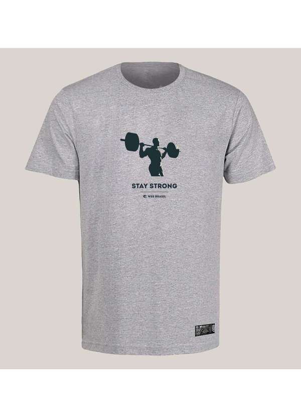 Wss Brasil - Camiseta Academia Algodao Prime Wss Stay Strong Cinza
