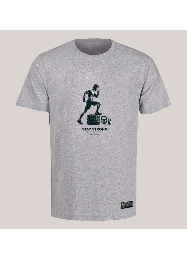 Wss Brasil - Camiseta Academia Masculina Algodao Prime Wss Old School Gym Cinza
