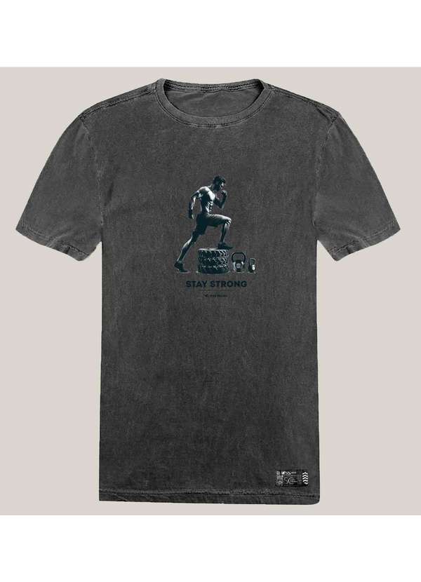 Wss Brasil - Camiseta Academia Masculina Estonada Wss Old School Gym Cinza