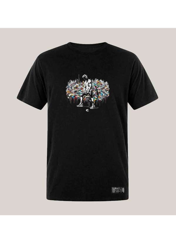 Wss Brasil - Camiseta Academia Plus Size Algodao Prime Wss Gym Graffiti Preto