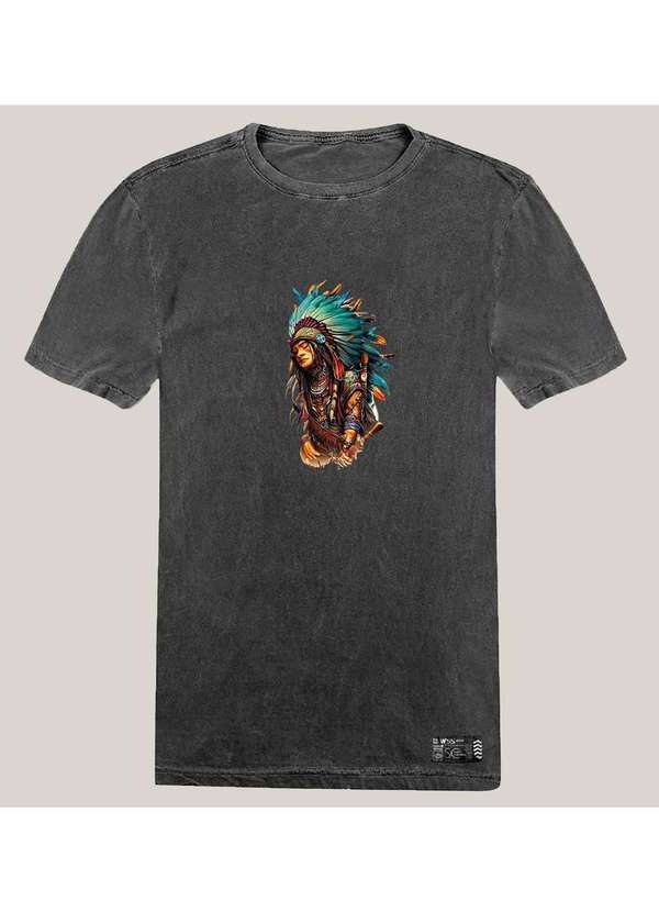 Wss Brasil - Camiseta Masculina Estonada Algodao Prime Wss Tribal Essence Cinza