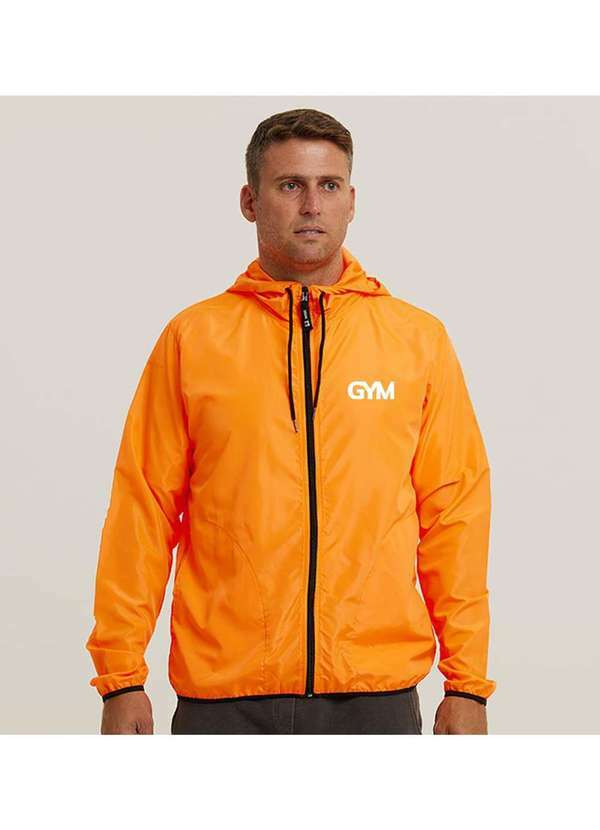 Wss Brasil - Jaqueta Corta Vento Academia Masculina Wss Gym Minimalist Laranja