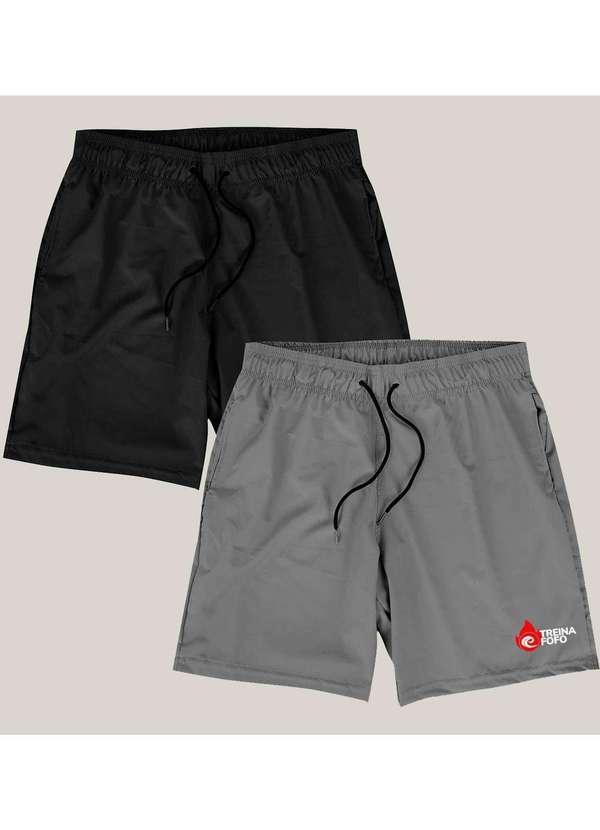 Wss Brasil - Kit 2 Shorts Academia Masculino Elastano Wss Treina Fofo Preto