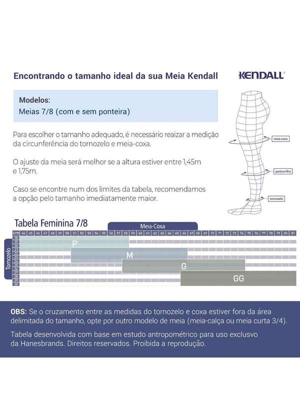 Kendall - Meia Kendall 7/8 Média Compressão sem Ponteira 1712 Marrom - P 3