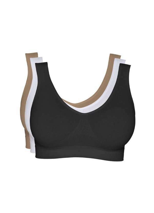 Hanes - Kit 3 Tops Hanes Alças Largas sem Costura 5762 Multicores - P