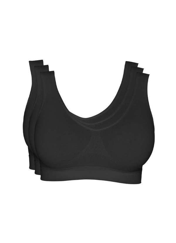 Hanes - Kit 3 Tops Hanes Alças Largas sem Costura 5762 Preto - P