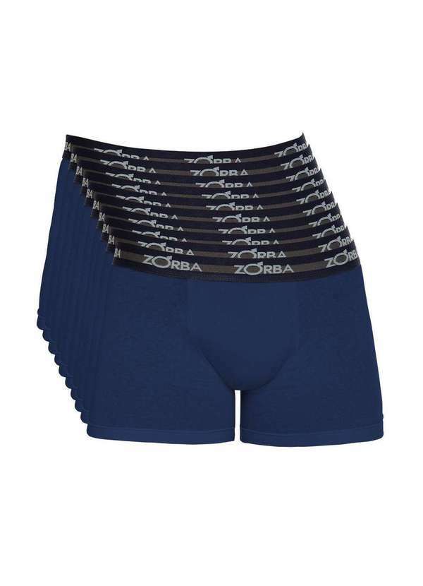 Zorba - Kit 10 Cuecas Zorba Boxer Max Algodão 702 Azul - P