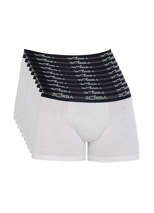 Zorba - Kit 10 Cuecas Zorba Boxer Max Algodão 702 Branco - P