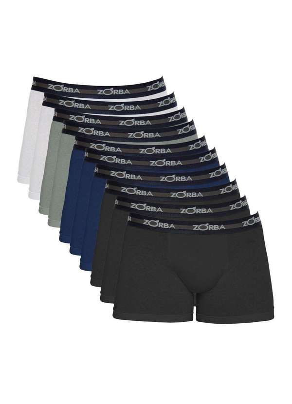 Zorba - Kit 10 Cuecas Zorba Boxer Max Algodão 702 Multicores - P