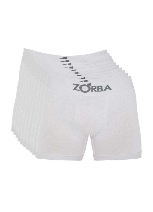 Zorba - Kit 10 Cuecas Zorba Boxer sem Costura Algodão 781 Branco - P