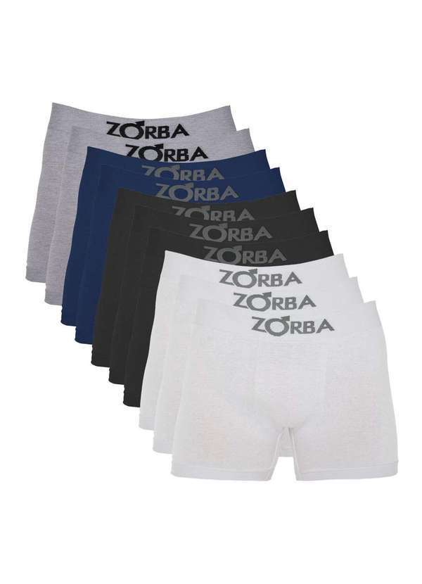 Zorba - Kit 10 Cuecas Zorba Boxer sem Costura Algodão 781 Multicores - P