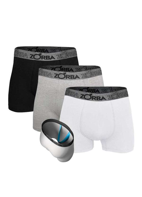Zorba - Kit 3 Cuecas Zorba Boxer com Suporte Anatômico 667 Multicores - P