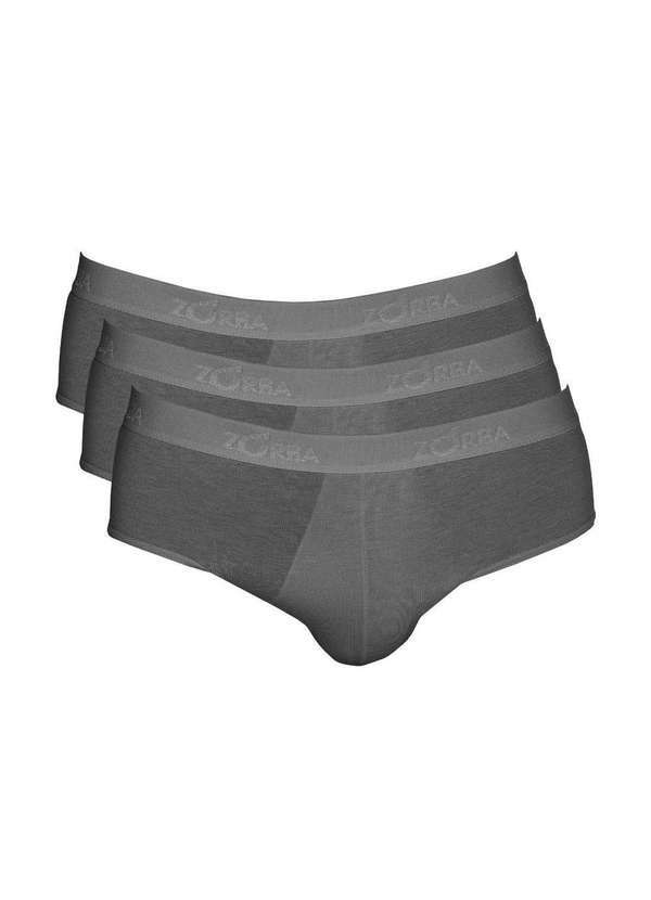 Zorba - Kit 3 Cuecas Zorba Slip Modal 688 Cinza - P
