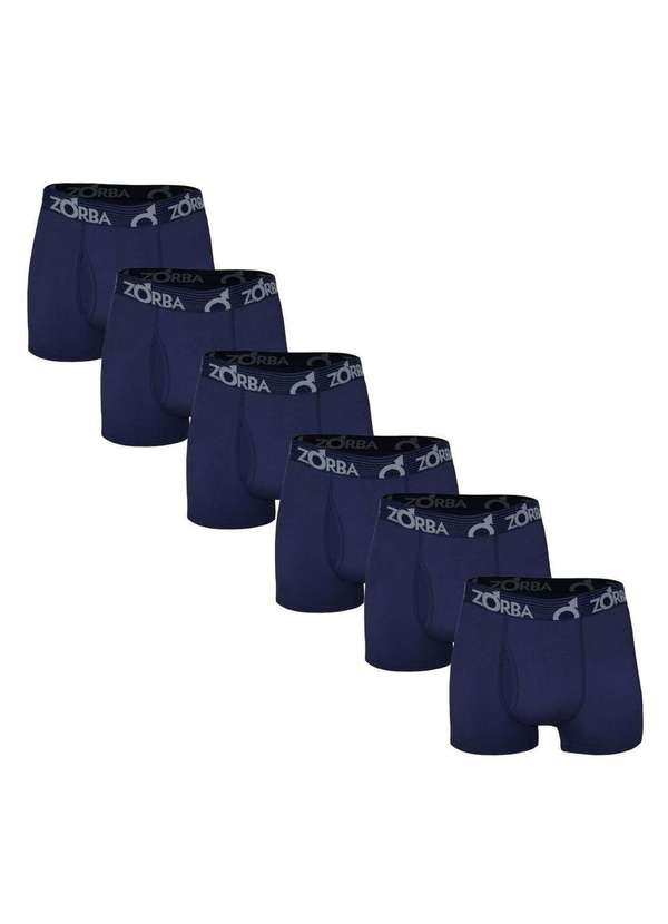 Zorba - Kit 6 Cuecas Zorba Boxer com Abertura 848 Azul - P