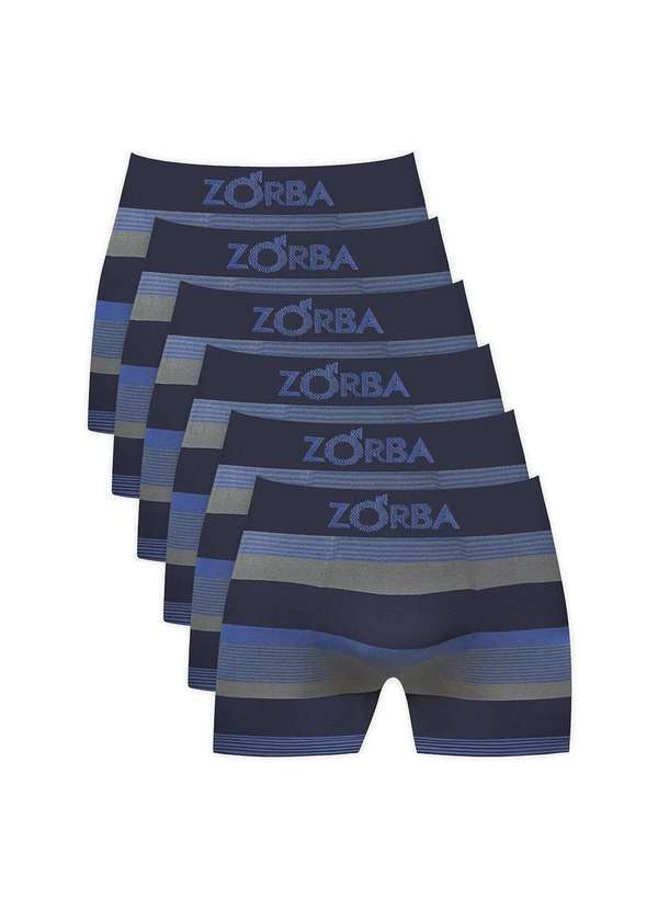 Zorba - Kit 6 Cuecas Zorba Boxer Listrada 847 Azul - P