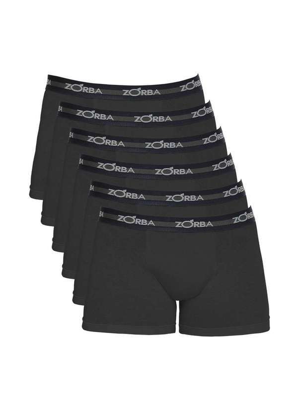 Zorba - Kit 6 Cuecas Zorba Boxer Max Algodão 702 Preto - P