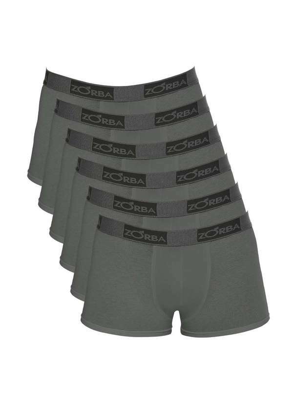 Zorba - Kit 6 Cuecas Zorba Boxer Plus 717 Chumbo - P Cinza - P