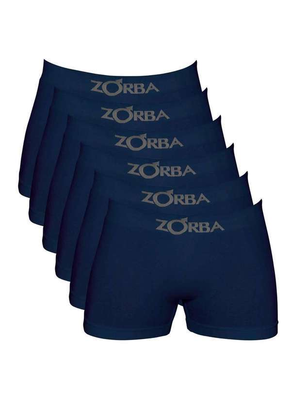 Zorba - Kit 6 Cuecas Zorba Boxer sem Costura Algodão 781 Azul - P