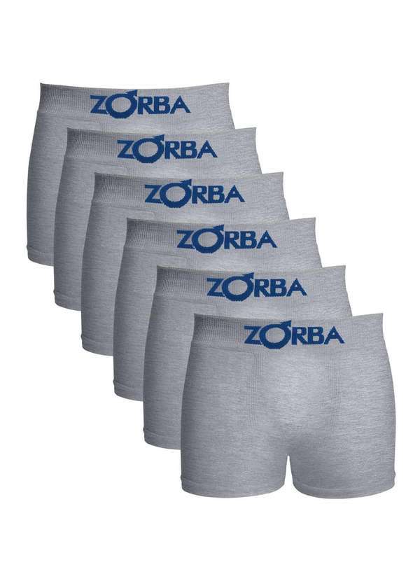 Zorba - Kit 6 Cuecas Zorba Infantil Boxer sem Costura Algodão 678 Cinza - P