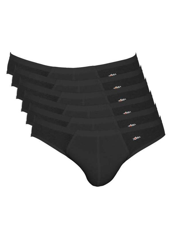 Zorba - Kit 6 Cuecas Zorba Slip Algodão 791 Preto - P