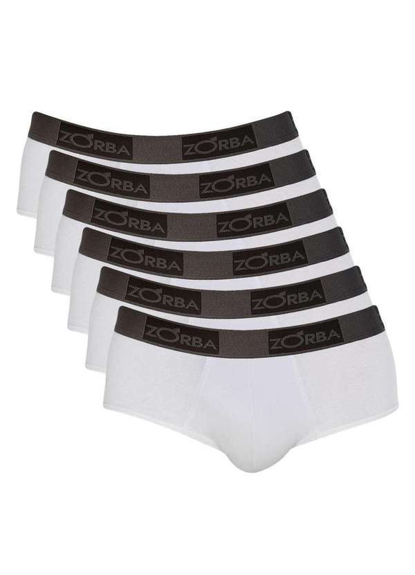 Zorba - Kit 6 Cuecas Zorba Slip Comfort 674 Branco - P