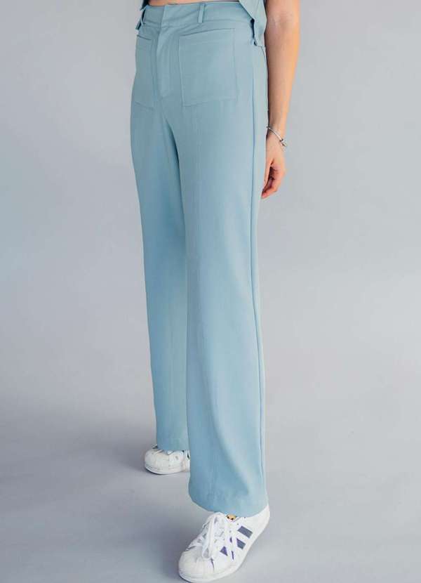 Conigli Design - Calca Liverpool Wide Leg Crepe Lisa Azul