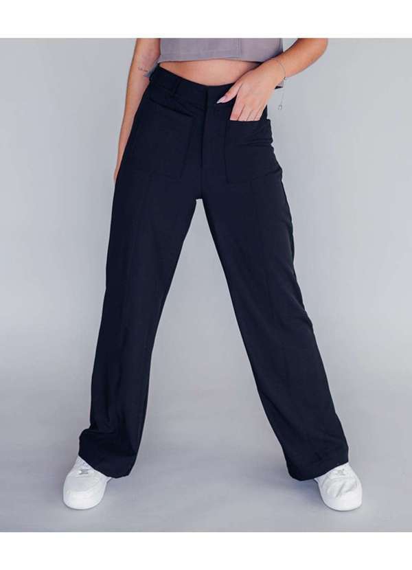 Conigli Design - Calca Liverpool Wide Leg Crepe Lisa Preto