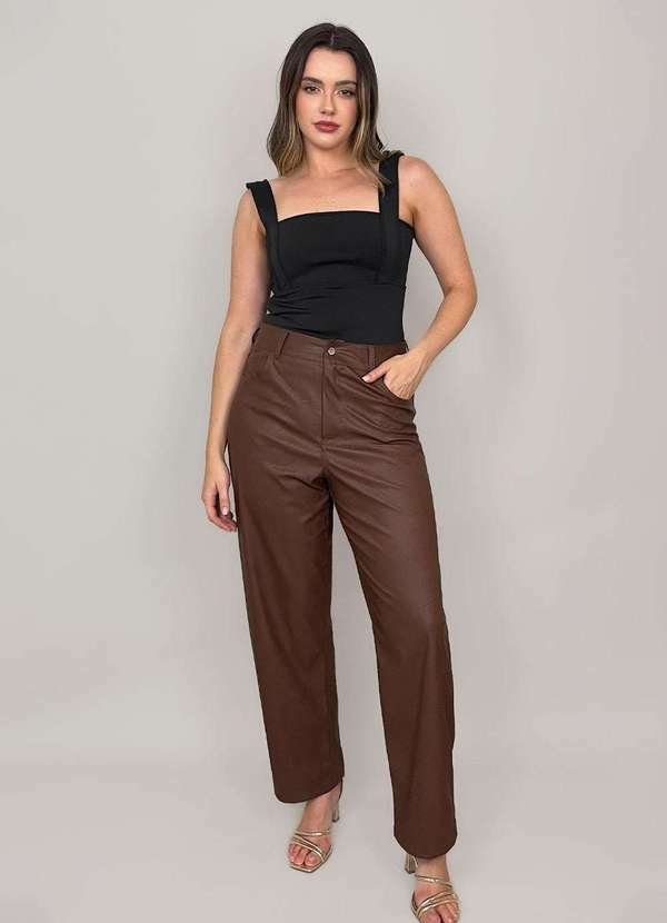 Conigli Design - Calca Moscou Reta Pu Marrom