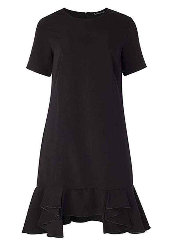 Conigli Design - Vestido Curto Babado Manga Curta Liso Preto 4