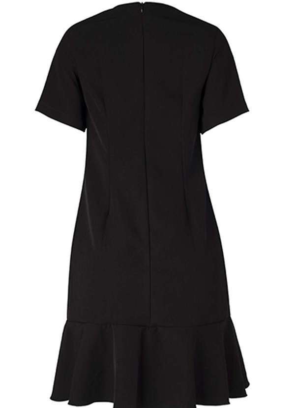 Conigli Design - Vestido Curto Babado Manga Curta Liso Preto 5