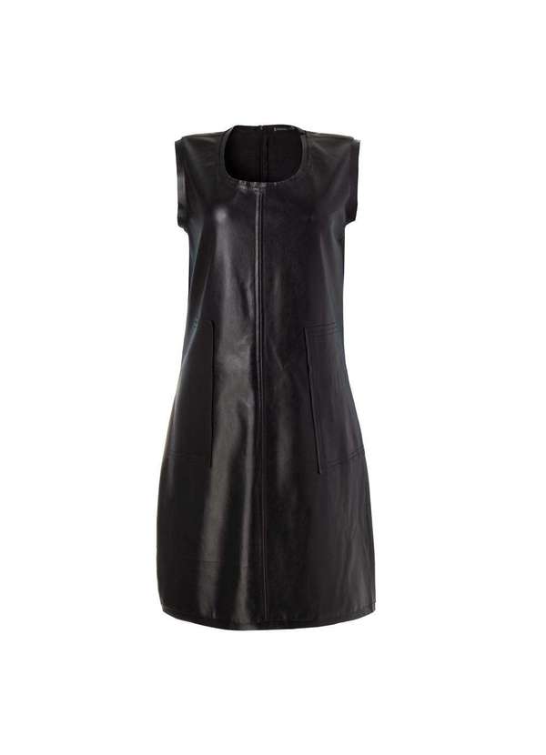 Conigli Design - Vestido Curto Ottawa sem Manga Pu Preto 4