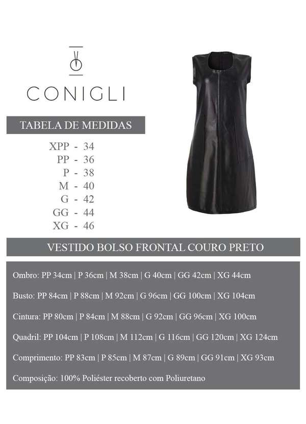 Conigli Design - Vestido Curto Ottawa sem Manga Pu Preto 6
