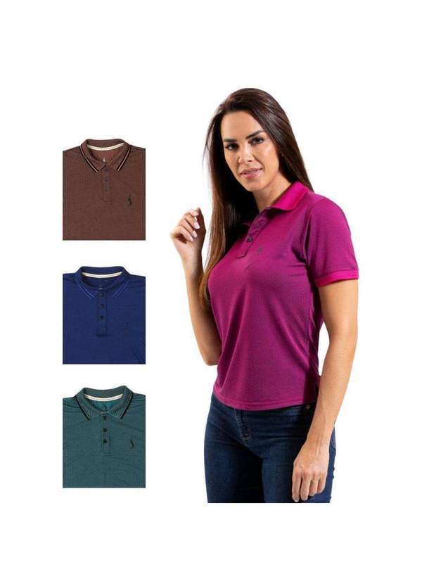 John Pull - Camisa Polo Feminina Manga Curta Piquet Dia a Dia Kit 4 Azul/Verde