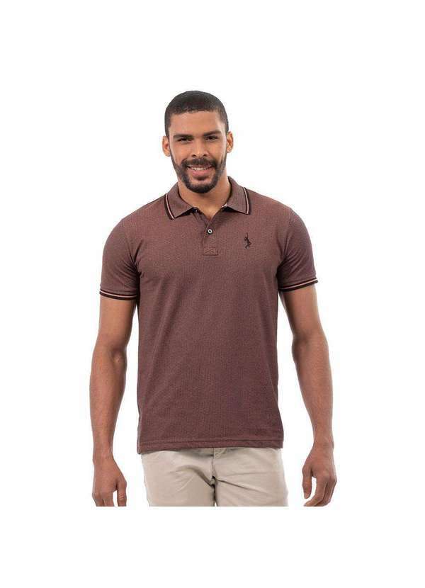 John Pull - Camisa Masculina Polo Básica Algodão Piquet Dia a Dia Marrom Escuro