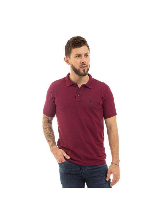 John Pull - Camisa Masculina Polo Básica Algodão Piquet Dia a Dia Vermelho