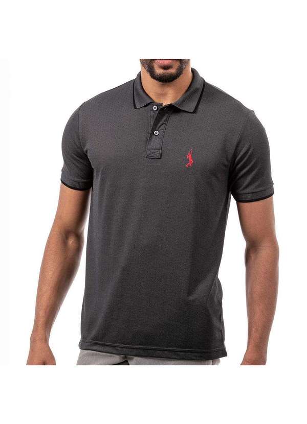 John Pull - Camiseta Masculina Polo John Pull Manga Curta Moda Casual Chumbo