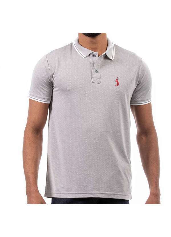 John Pull - Camiseta Masculina Polo John Pull Manga Curta Moda Casual Cinza Claro