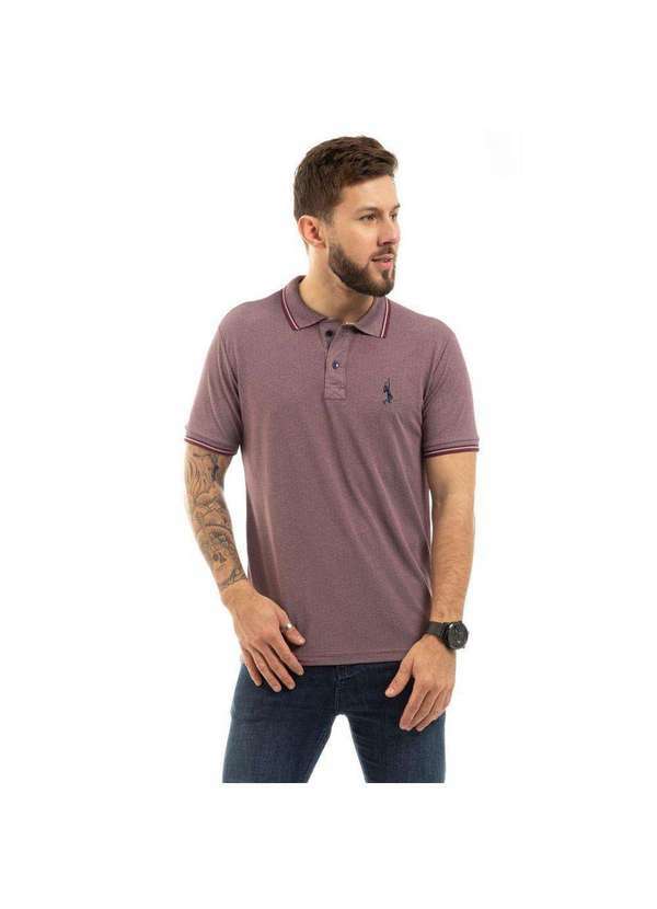 John Pull - Camiseta Masculina Polo John Pull Manga Curta Moda Casual Marrom Claro