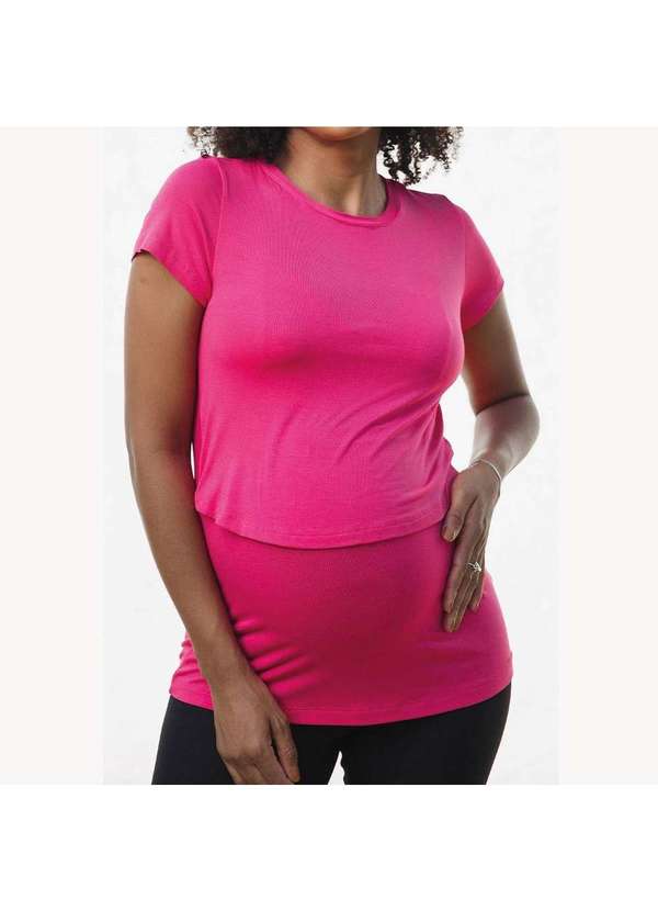 Simple Mama - Blusa Amamentação Malha Gestante Abertura Frontal Rosa 2