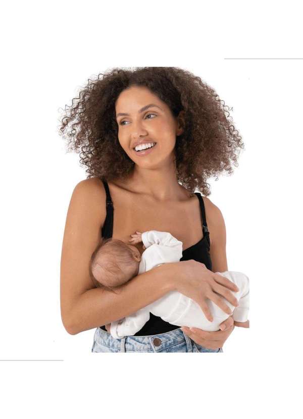 Simple Mama - Blusa para Amamentar Regata Amamentação Fecho Click Alça Preto 3