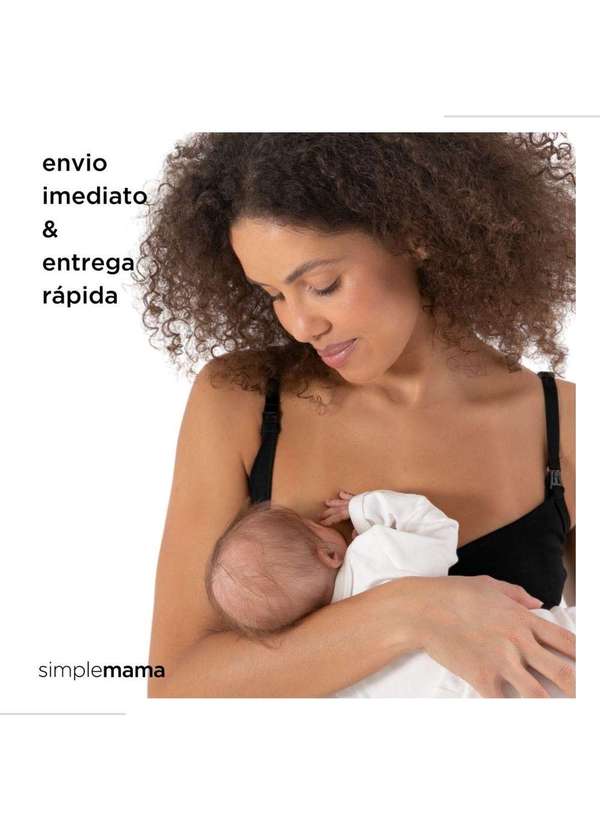 Simple Mama - Blusa para Amamentar Regata Amamentação Fecho Click Alça Preto 7