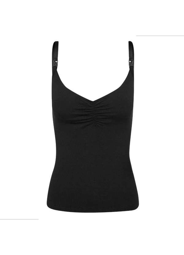Simple Mama - Blusa para Amamentar Regata Amamentação Fecho Click Alça Preto 8