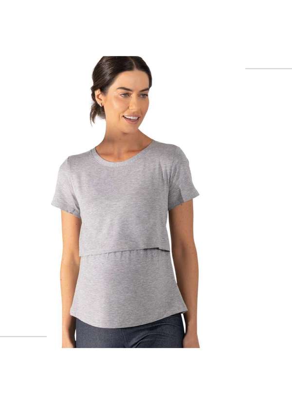 Simple Mama - Blusa para Amamentar Roupa Grávida Gestante Amamentação Cinza 3