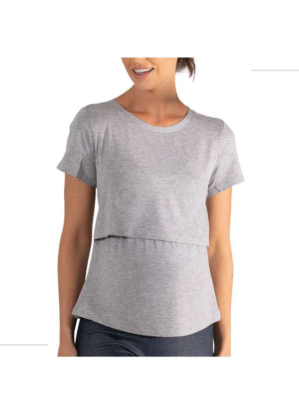 Simple Mama - Blusa para Amamentar Roupa Grávida Gestante Amamentação Cinza 5
