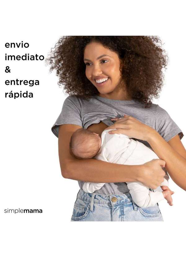 Simple Mama - Blusa para Amamentar Roupa Grávida Gestante Amamentação Cinza 6