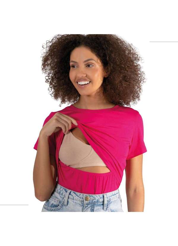 Simple Mama - Blusa para Amamentar Roupa Grávida Gestante Amamentação Rosa