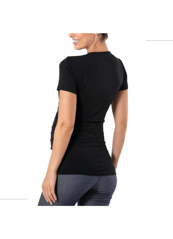 Simple Mama - Blusa Transpassada Gestante para Amamentar Longuete Decote V Preto 6