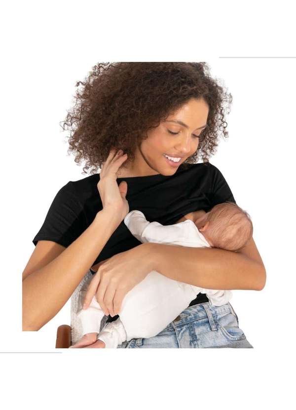 Simple Mama - Kit 2 Blusas Amamentação Cores Premium Gestante Manga Curta Preto 4