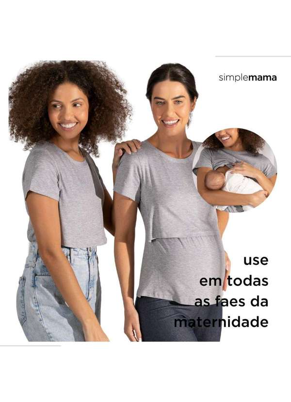 Simple Mama - Kit 2 Blusas Amamentação Cores Premium Gestante Manga Curta Preto 9